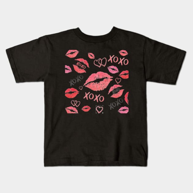 Hearts, Lips And Kisses Kids T-Shirt by Graffix